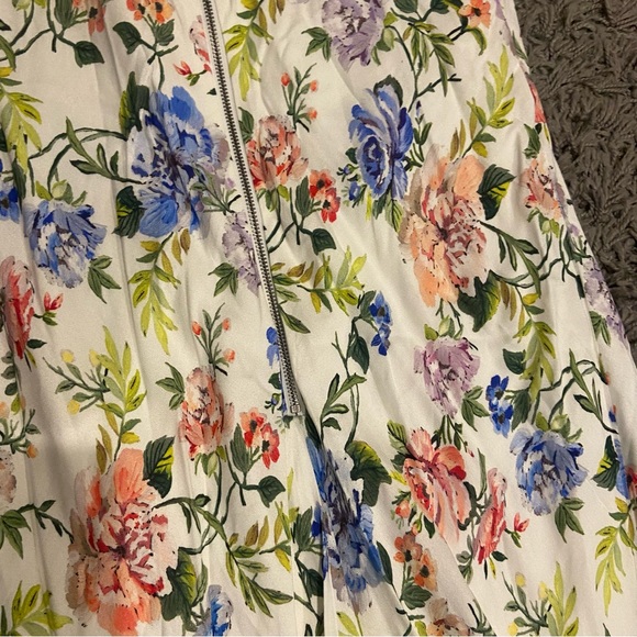 Alice + Olivia NEW Harmony Floral Drapey Side Slit Slip Dress In Gardenia Sz 10 - Picture 16 of 16